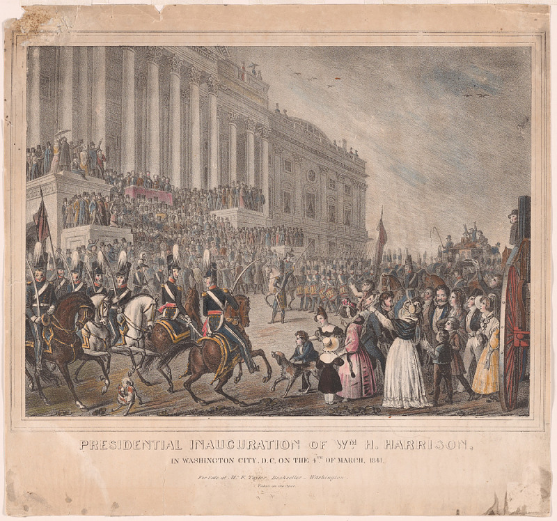 Inauguration of William Henry Harrison, whose death elevated John Tyler