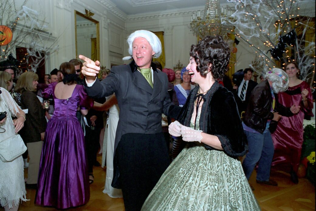 President and First Lady Clinton in Costume at a Halloween Party