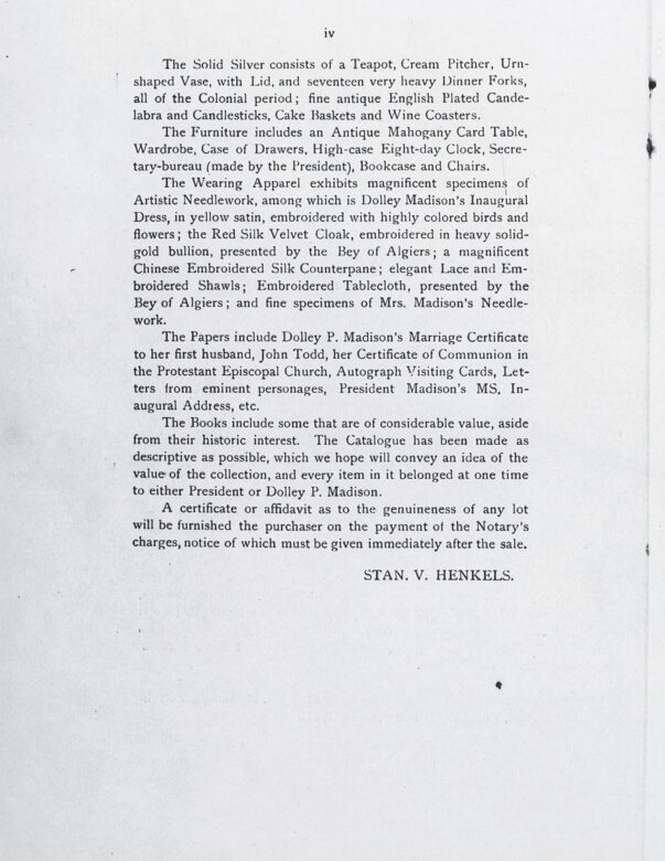 Dolley Madison Estate Sale Catalog White House Historical Association