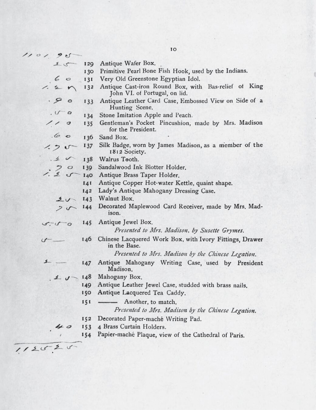 Dolley Madison Estate Sale Catalog Photo 14 White House Historical