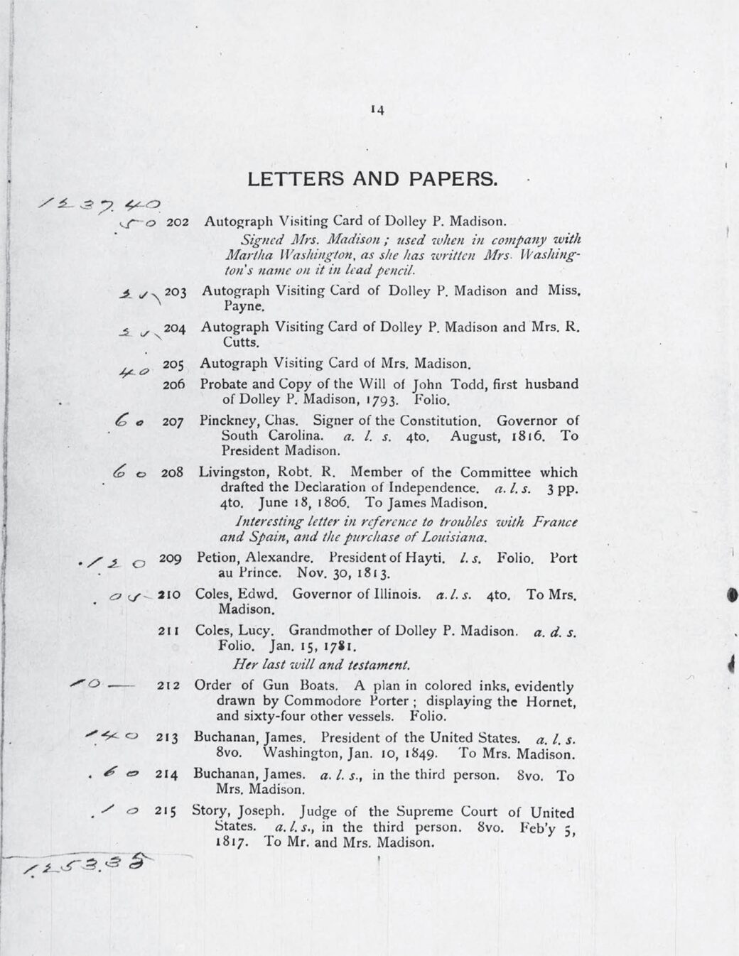 Dolley Madison Estate Sale Catalog Photo 18 White House Historical