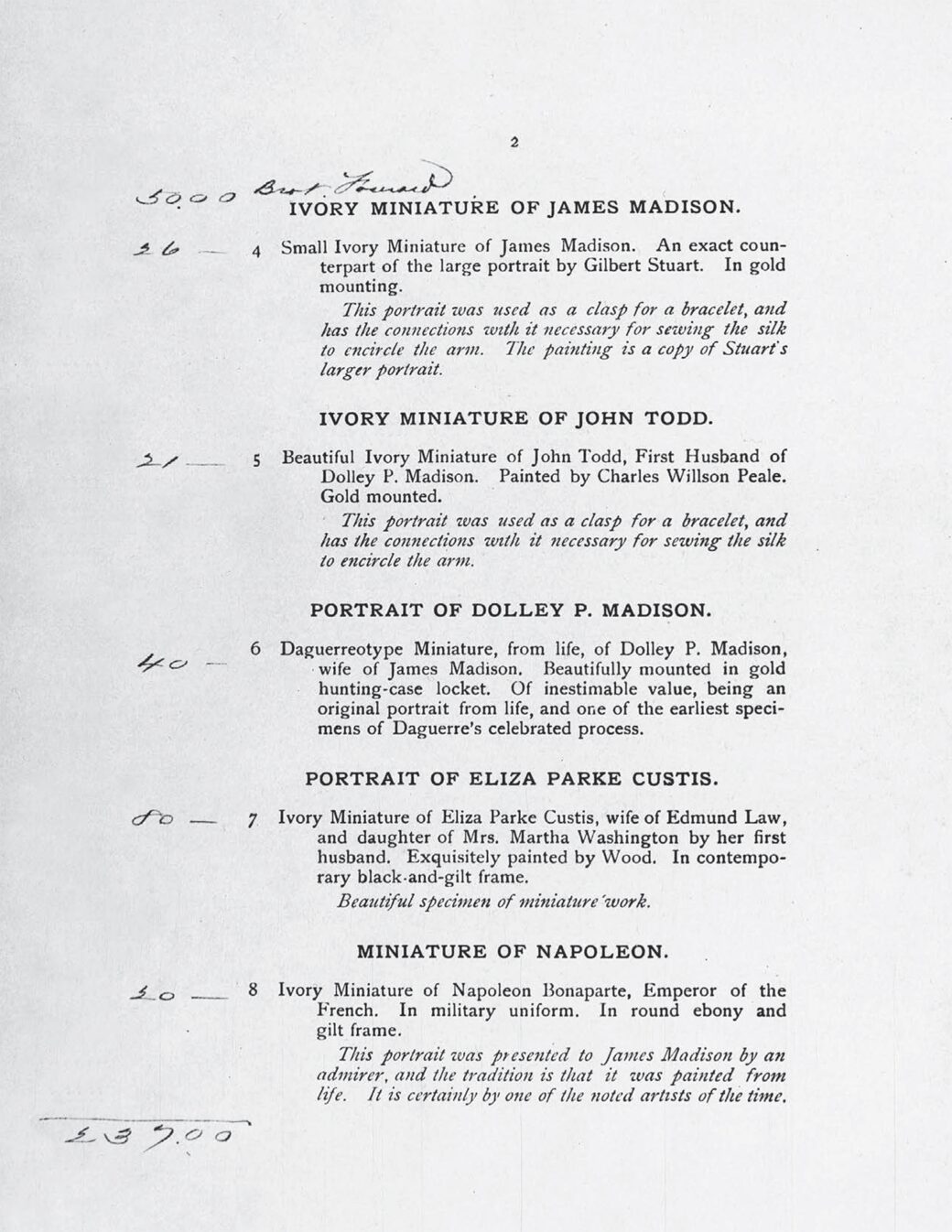 Dolley Madison Estate Sale Catalog Photo 5 White House Historical