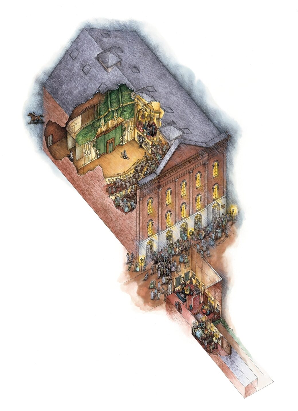 Cutaway drawing of Ford's Theatre - White House Historical Association