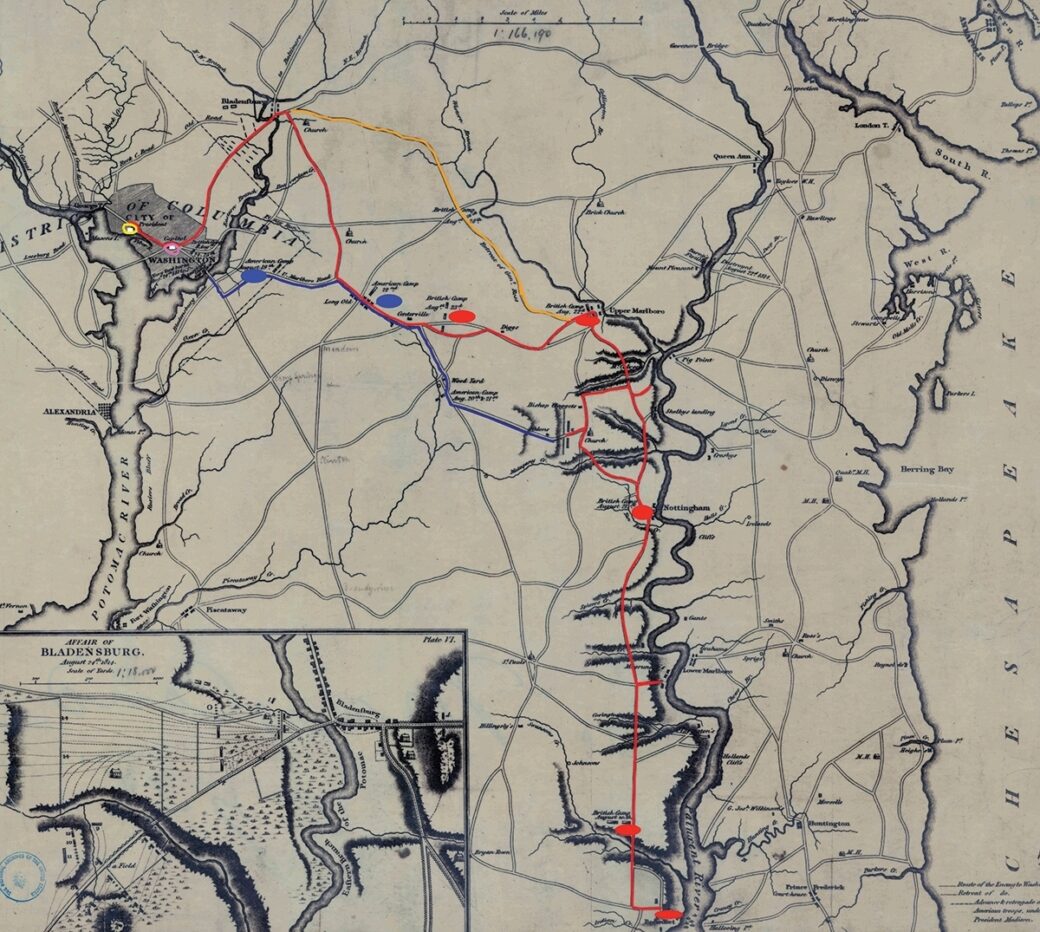 A map of Major General Robert Ross’s route to burn Washington, 1818 (White House History 35 ...