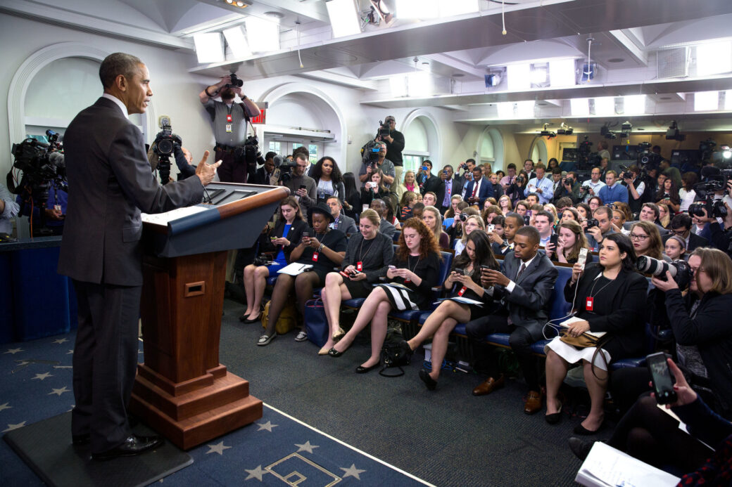 President Barack Obama Delivers Remarks To Student Reporters White